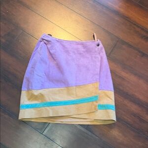Bonobos Purple and Tan Mini Skirt with Teal Stripe